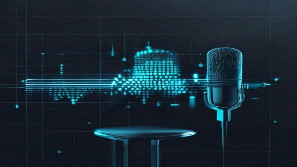AI speech-to-text interface with waveform converting into transcript lines
